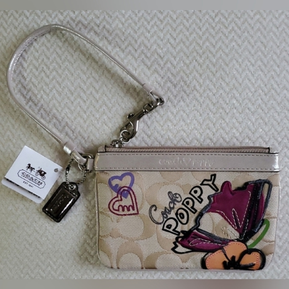 Coach Poppy Butterfly Appliqué Wristlet - Picture 8 of 17